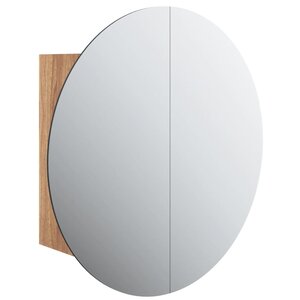 vidaXL Armoire de salle de bain miroir rond et LED Chêne 47x47x17 5 cm