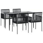 vidaXL Ensemble à manger de jardin coussins 5Pièces noir rotin et acier