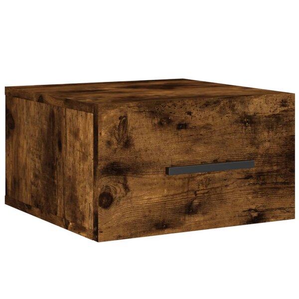 vidaXL Table de chevet murale chêne fumé 35x35x20 cm