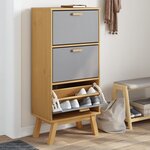 vidaXL Armoire à chaussures OLDEN gris et marron bois massif de pin