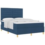 vidaXL Lit à ressorts avec matelas Bleu 140 x 200 cm tissu