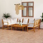 vidaXL Salon de jardin 9 Pièces avec coussin Crème Bois d'acacia solide