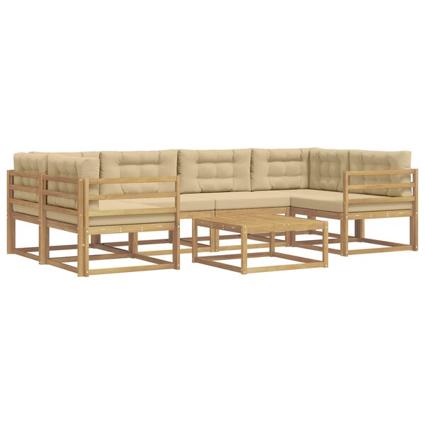 vidaXL Ensemble de canapés d'extérieur 5 Pièces Blanc et Beige