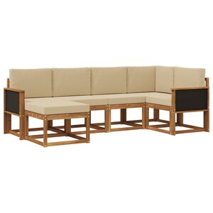 vidaXL Ensemble de canapés d'extérieur 6 pc Naturel et Beige
