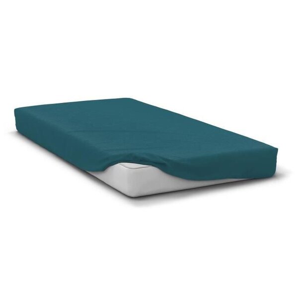 Drap housse microfibre 82 g - 90 x 190 cm - Bonnet 30 cm - Bleu canard