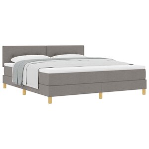 vidaXL Lit à ressorts avec coussin Taupe 180 x 200 cm tissu