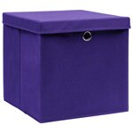 vidaXL Boîtes de rangement avec couvercles 10 Pièces 28x28x28 cm Violet