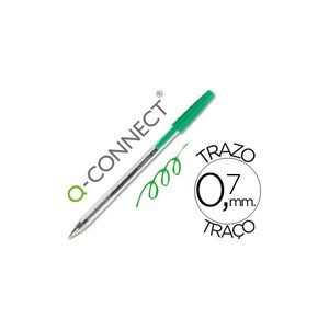 Stylo-bille écriture 0.7mm encre classique bille indéformable capuchon couleur encre vert Q-CONNECT