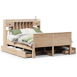 vidaXL Lit bibliothèque sans matelas 160x200 cm bois massif de pin