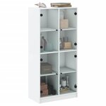 vidaXL Buffet haut avec portes blanc 68x37x142 cm bois d'ingénierie