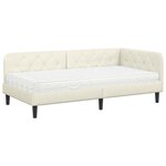 vidaXL Cadre de lit d'angle avec matelas Crème 90 x 200 cm Velours