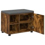 vidaXL Banc d'entrée avec coussin Uni Chêne fumé 60 x 38 x 46 cm