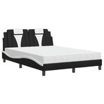 vidaXL Lit avec matelas noir et blanc 140x200 cm similicuir