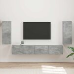 vidaXL Ensemble meuble TV 4 Pièces Gris béton Bois d'ingénierie