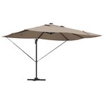 vidaXL Parasol Cantilever Roma avec LEDs Taupe 352 x 251 x 265 cm en Aluminium