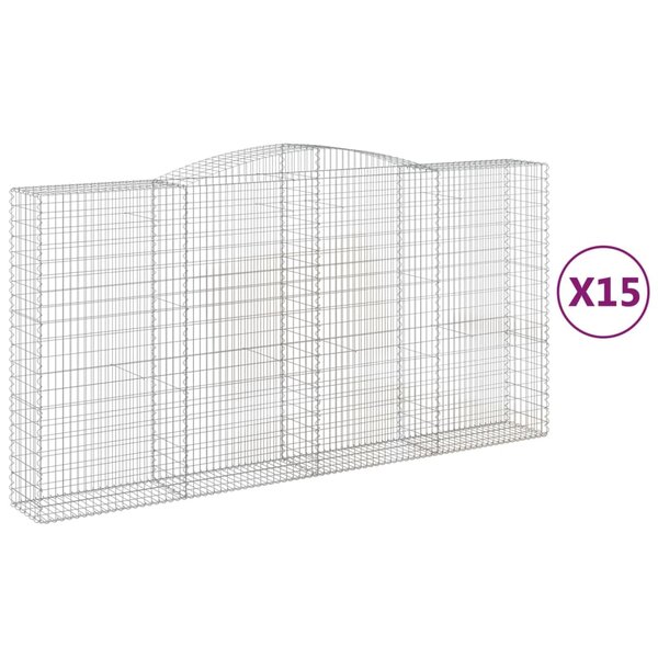 vidaXL Paniers à gabions arqués 15 Pièces 400x50x200/220 cm Fer galvanisé
