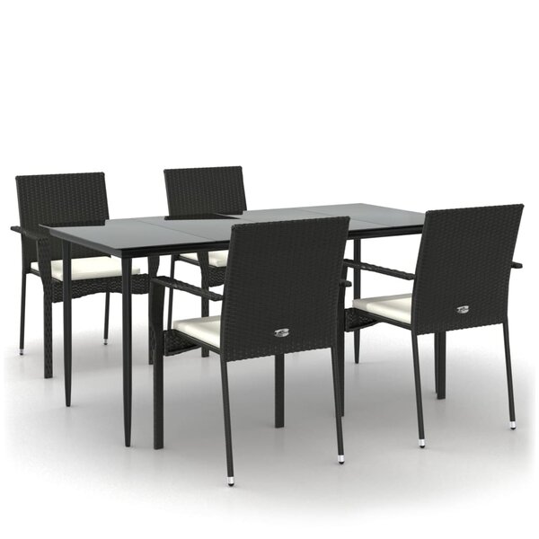 vidaXL Ensemble à manger de jardin coussins 5Pièces Noir Résine tressée
