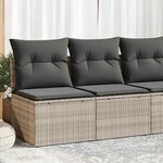 vidaXL Salon de jardin 2 Pièces avec coussins gris clair polyrotin acacia