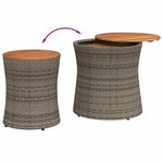 vidaXL Tables d'appoint de jardin 2 Pièces dessus en bois gris poly rotin