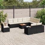vidaXL Salon de jardin 11 Pièces avec coussins noir résine tressée