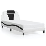 vidaXL Cadre de lit sans matelas blanc et noir 100x200 cm similicuir