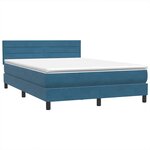 vidaXL Sommier à lattes de lit et matelas bleu foncé 140x220cm velours
