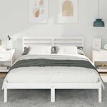 vidaXL Cadre de lit avec tête de lit Blanc 140 x 220 cm Pin massif
