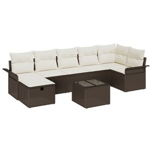 vidaXL Ensemble de Canapé de Jardin 8 pièces avec Coussins Marron Rattan Poly