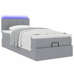 vidaXL Lit ottoman avec matelas et LED Gris clair 80x200cm tissu