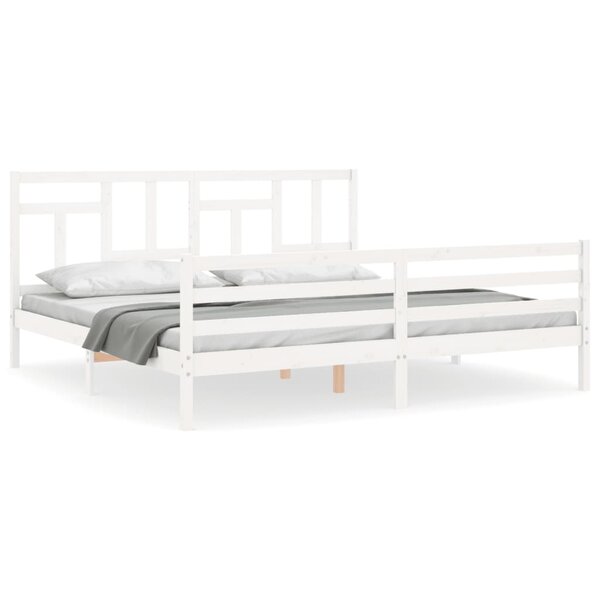 vidaXL Cadre de lit sans matelas blanc 200x200 cm bois massif