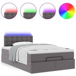 VidaXL Lit ottoman avec matelas & LED gris 120x190cm similicuir