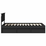 vidaXL Cadre de lit Noir 90 x 200 cm Bois d'ingénierie