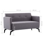 vidaXL Canapé à 2 places revêtement en tissu 115x60x67 cm gris clair