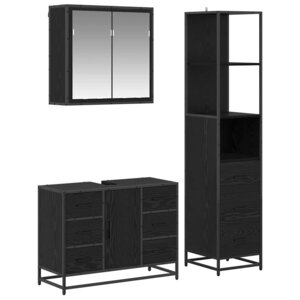vidaXL Ensemble de mobilier de salle de bain 3 Pièces Chêne noir