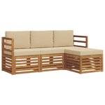 vidaXL Ensemble de canapés d'extérieur 4 Pièces Naturel et Beige