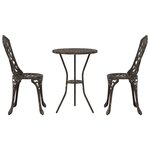 vidaXL Ensemble bistro de jardin 3 pc Bronze Aluminium