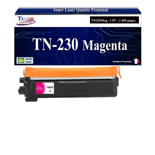 T3AZUR - Toner compatible avec Brother TN230 pour Brother HL-3040CN HL-3045CN HL-3070CW HL-3075CW DCP-9010CN MFC-9120CN MFC-9125CN MFC-9320CW MFC-9325CW - Magenta