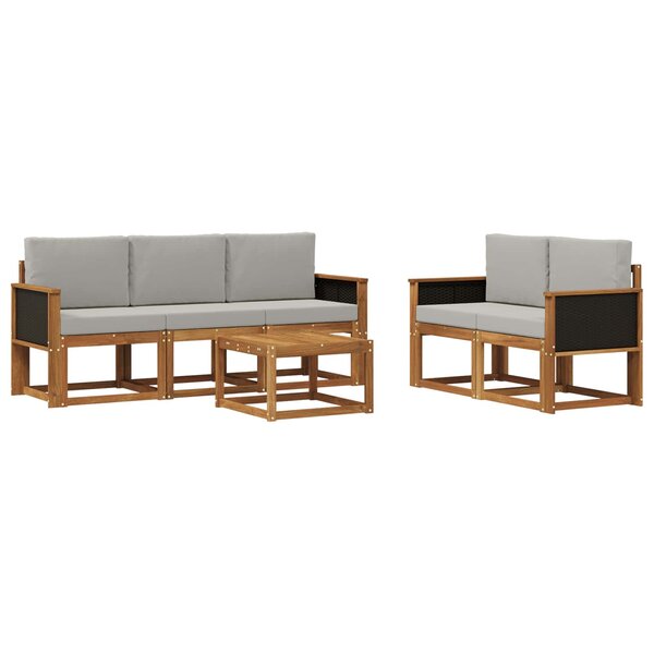 vidaXL Ensemble de canapés d'extérieur 6 pc Naturel et gris clair