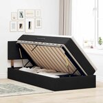 vidaXL Lit de rangement LED avec matelas Noir 100 x 200 cm Velours