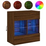 vidaXL Meuble TV mural avec lumières LED chêne marron 58 5x30x60 5 cm