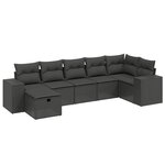 vidaXL Salon de jardin 7 Pièces avec coussins noir résine tressée