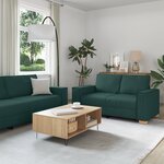 Ensemble de canapé 3 pièces avec coussins en tissu vert foncé