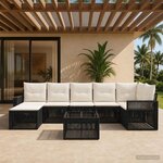 vidaXL Ensemble de canapé de jardin 8 pc Noir et blanc crème polyrotin