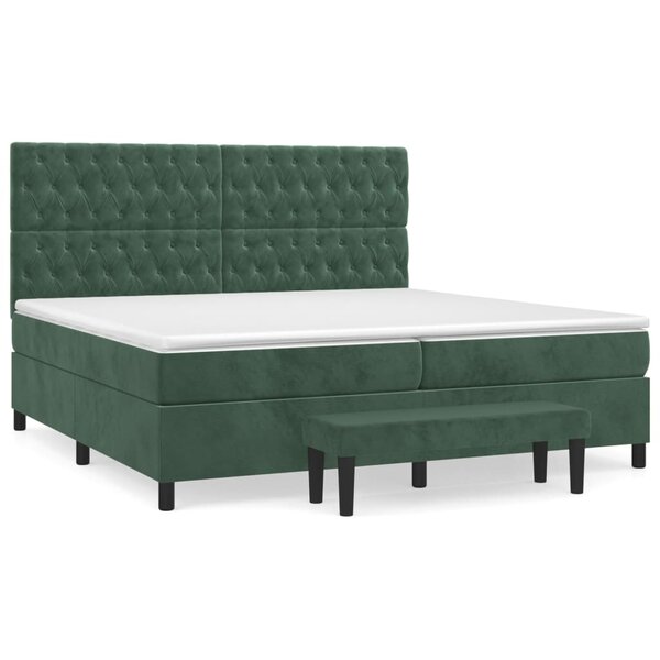 vidaXL Sommier à lattes de lit et matelas Vert foncé 200x200cm Velours