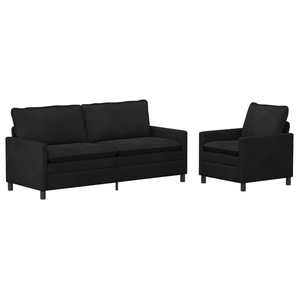 vidaXL Ensemble de Canapés 2 Pièces Noir Velours