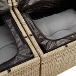 Set de Canapés de Jardin 9 pièces avec Coussins Beige Rotin Poly Acacia