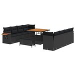 vidaXL Ensemble de canapé de jardin 11 Pièces Noir polyrotin