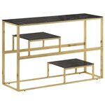 vidaXL Table console doré acier inoxydable et verre trempé