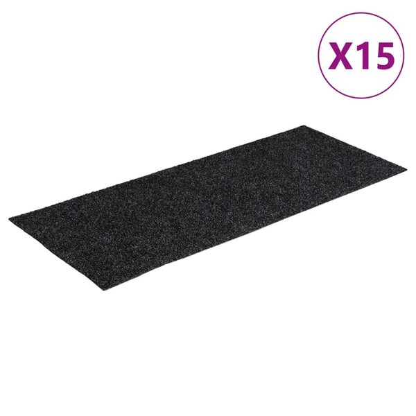 vidaXL Tapis d'escalier autocollants 15 pièces 60 x 25 cm Gris Rectangulaire