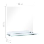 Vidaxl miroir mural avec étagère 50x50 cm verre trempé